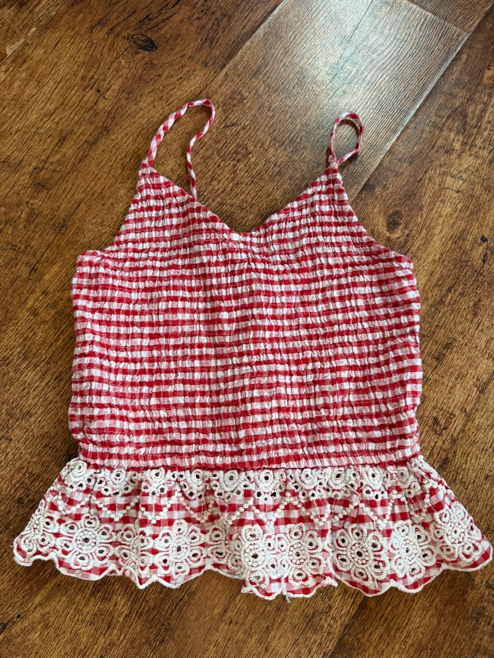 Sim & Sam Red and White Gingham Tank Top Sz XS